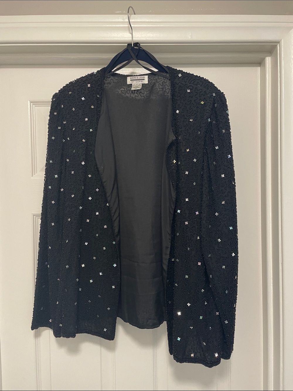 Vintage Black Sequin Open Cardigan Sweater